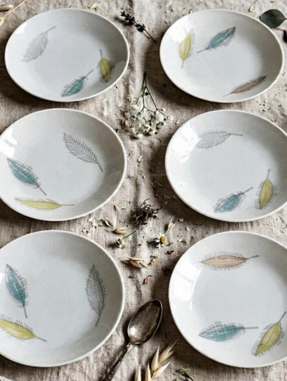 Vintage Rosenthal Germany Feather 6pc Bread Plates Mid Century 6" MCM Set